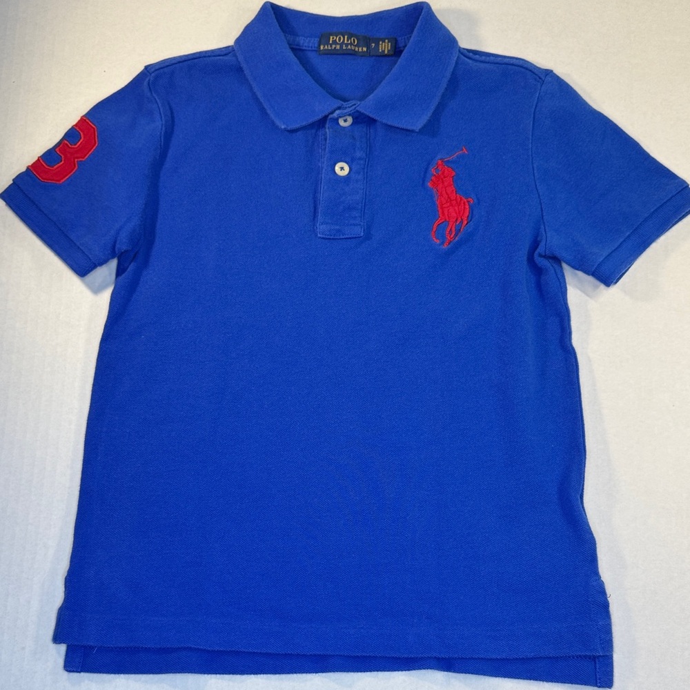 Polo by Ralph Lauren Kids Blue Polo with Red Embroidery
